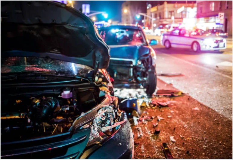 Two cars after an accident.