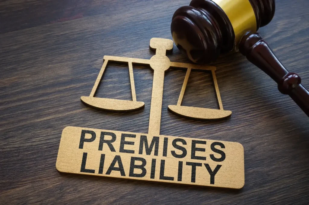 Premises liability sign with a gavel.
